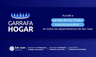 El programa Garrafa Hogar estará en 6 departamentos: martes 6 de agosto en Jáchal