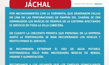 Luego de la tormenta, OSSE informa fallas en perforaciones que afectaron el servicio en el Centro de Jáchal