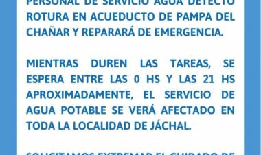Suspenden las clases en escuelas de Jáchal por el corte de agua anunciado por Obras Sanitarias