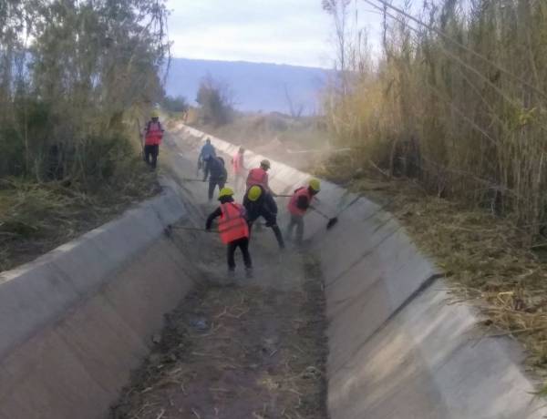 Avanza la monda de canales 2025: Buen ritmo de trabajo tras un mes de iniciada la tarea de limpieza de la red de riego de San Juan