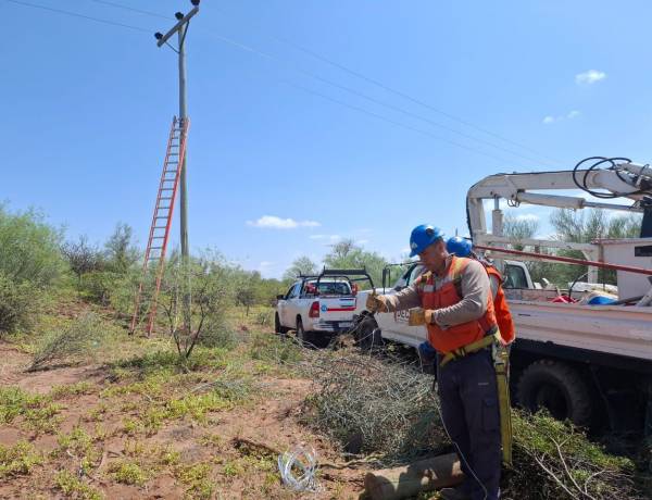 Luego del temporal en Caucete, DECSA realizó trabajos para sostener y restablecer el servicio eléctrico